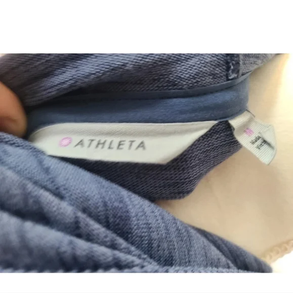 Athleta Blue Heathered Hooded Sweater Dress Medium Long Sleeve Pockets - Picture 5 of 5
